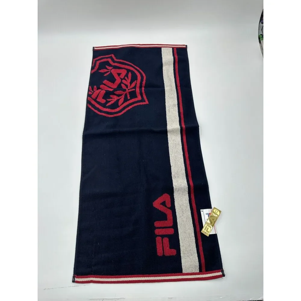 Fila Japan Personal Towel 100% Cotton 30 x 13 Rectangular w/ Stripe NWT